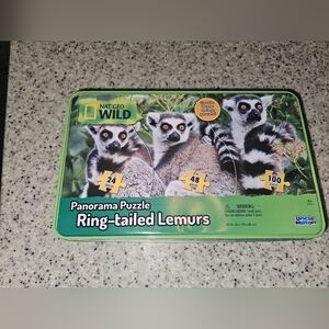 National Geographic Wild Ring-tailed Lemurs Puzzle Set - Green and Yellow